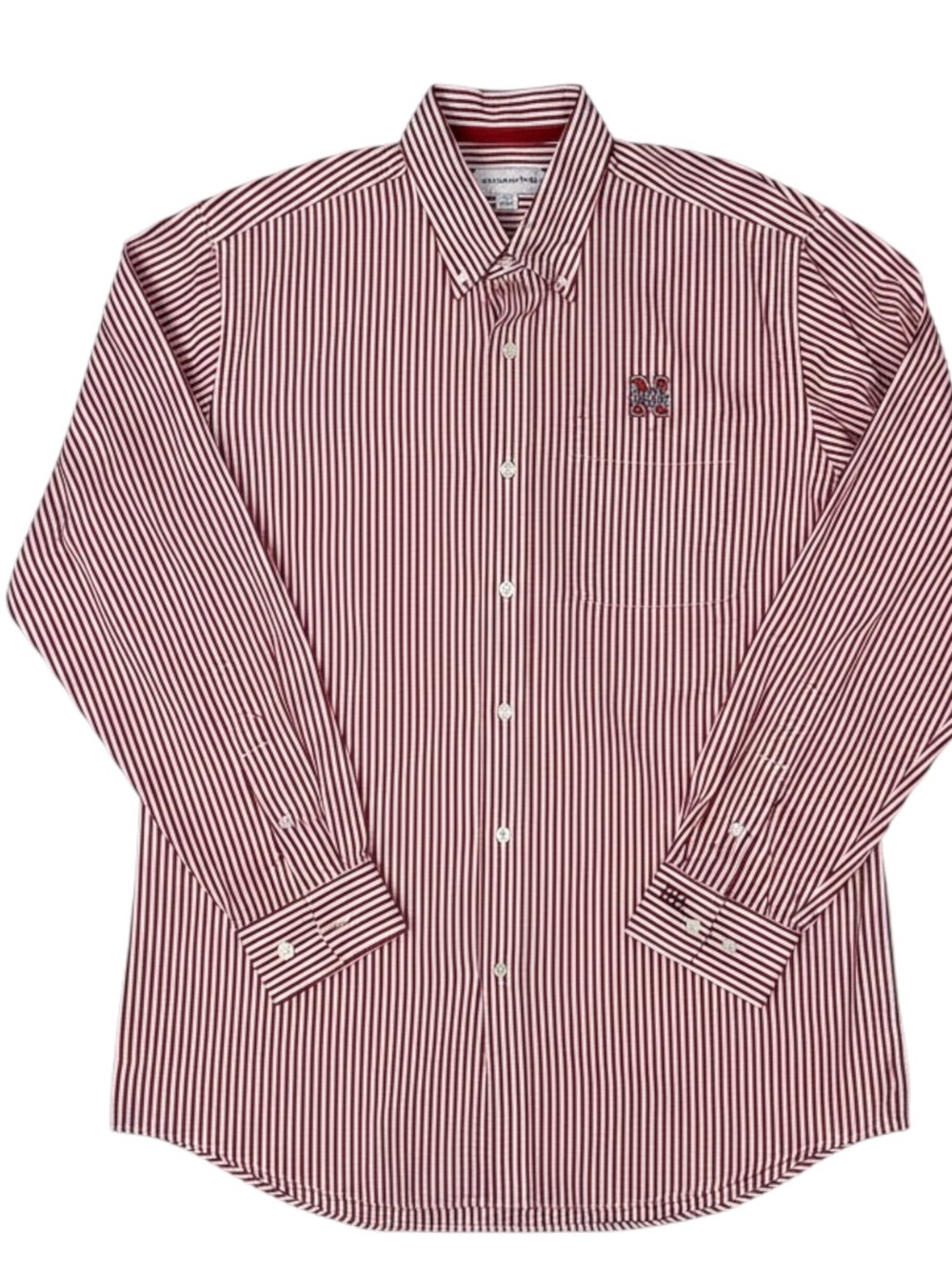 Cutter & Buck Men's Nebraska Huskers Red & White Striped Button-Down Shirt Sz L